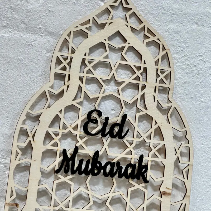 Stor Eid Mubarak Mihrab træpynt