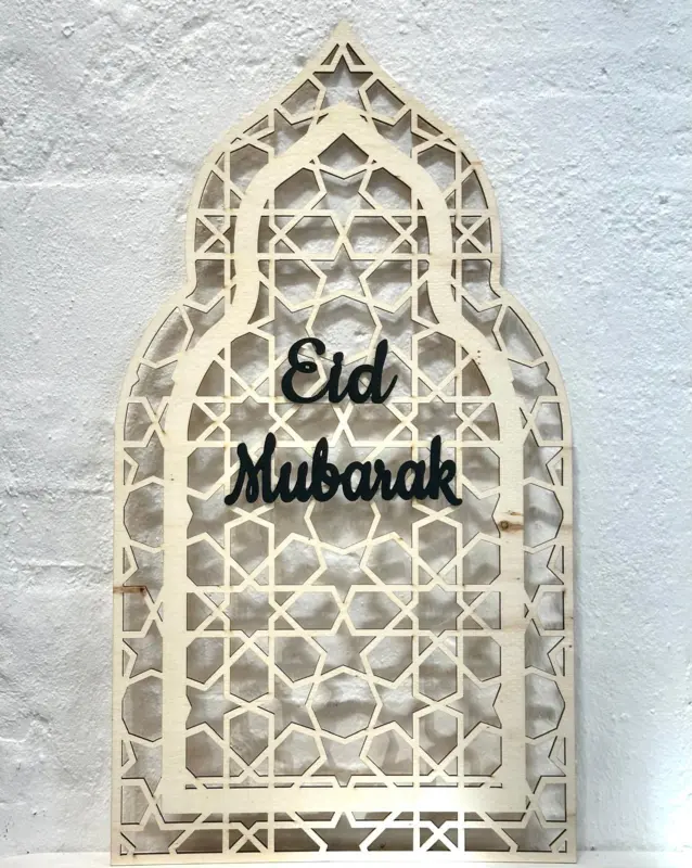Stor Eid Mubarak Mihrab træpynt