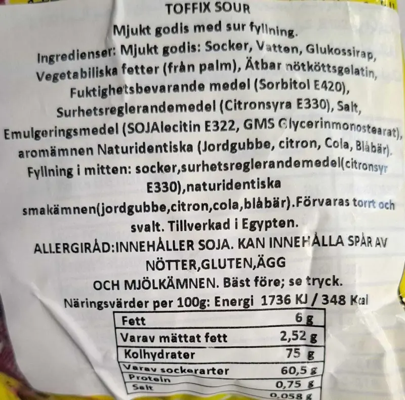 Sauer Pulvergefüllte Weiche Süßigkeit Toffix (800 g)