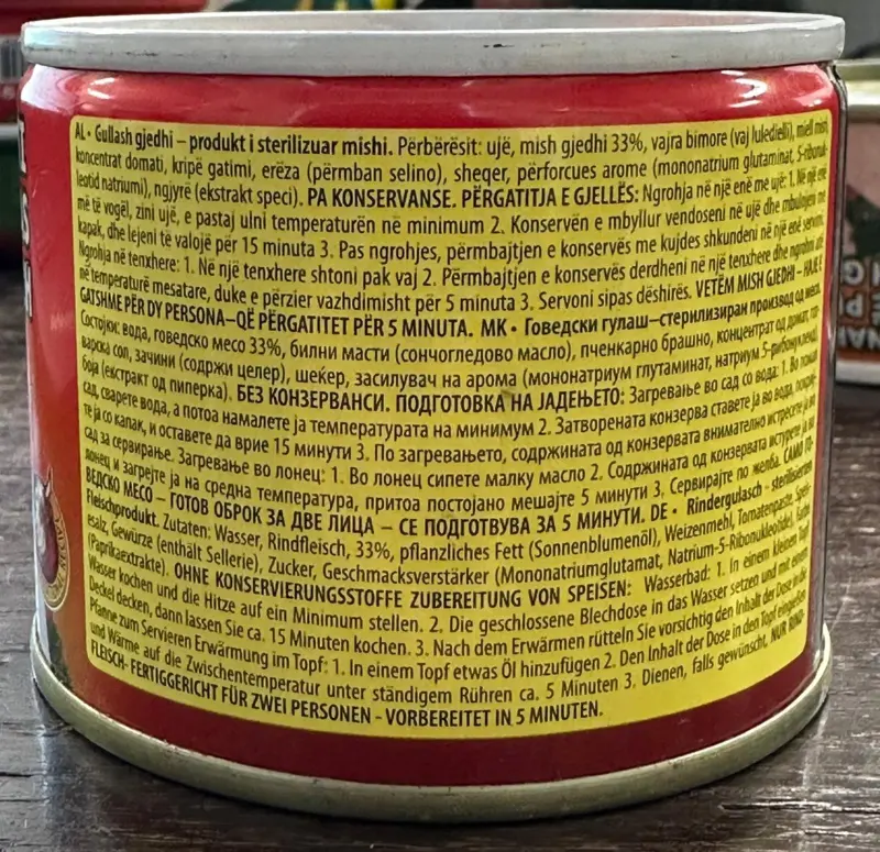 Rindergulasch in der Dose, 200g