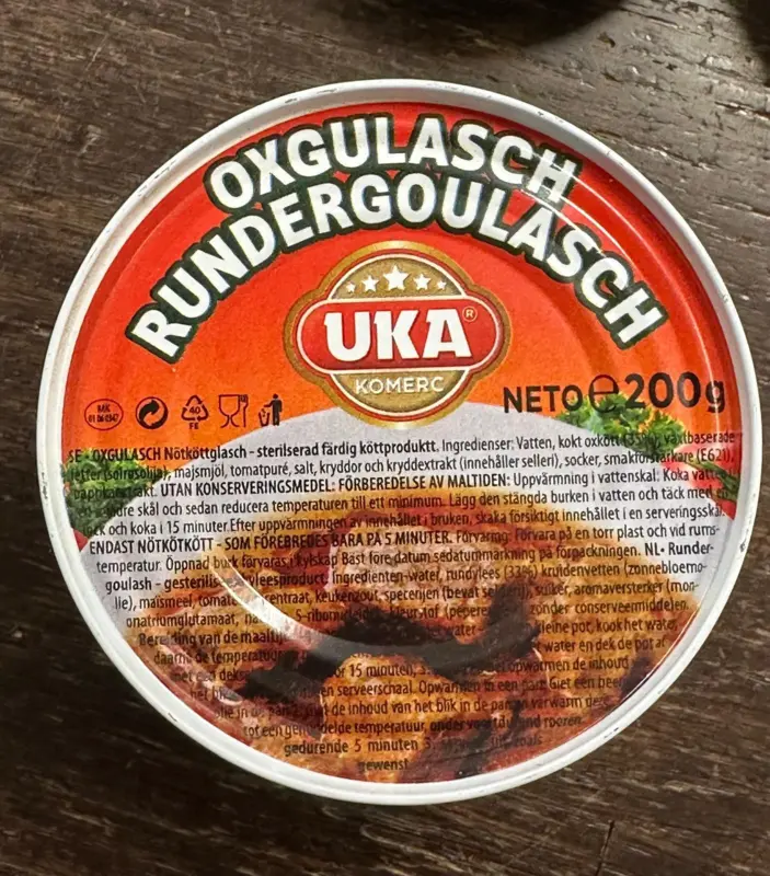 Rindergulasch in der Dose, 200g