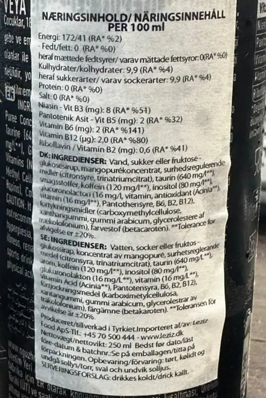 Black Bruin Mango, Energy Drink, 250ml