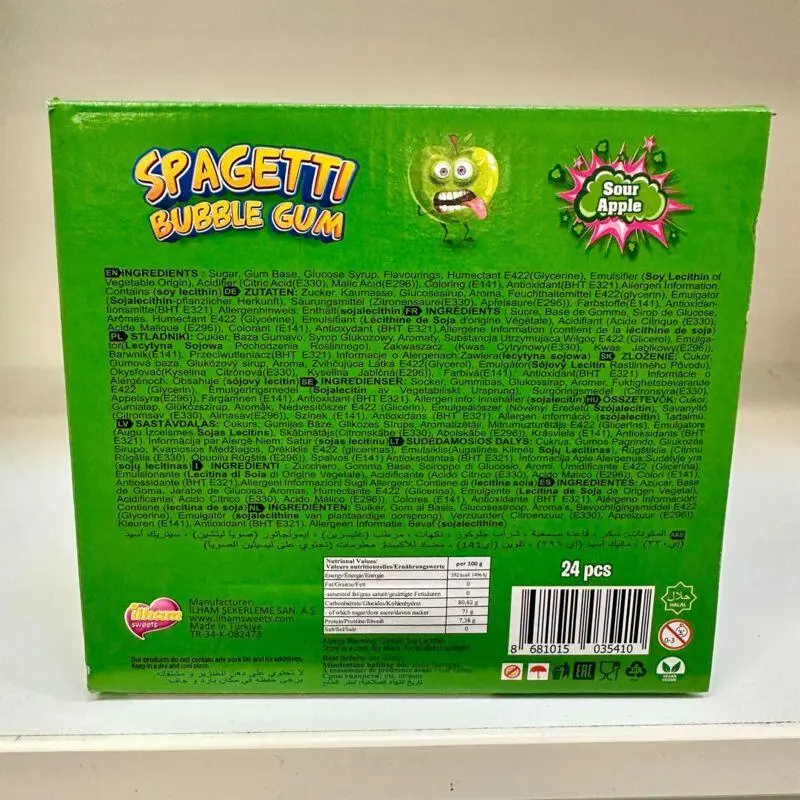 Spagetti Tyggegummi Sour Apple, 40g