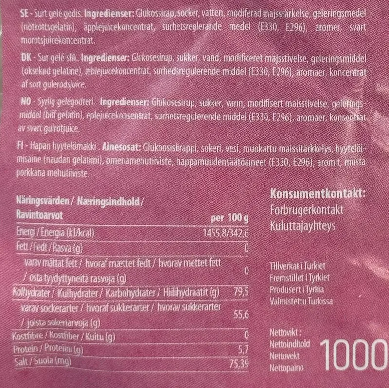 Red sour bobs, Jellioo, 1000g