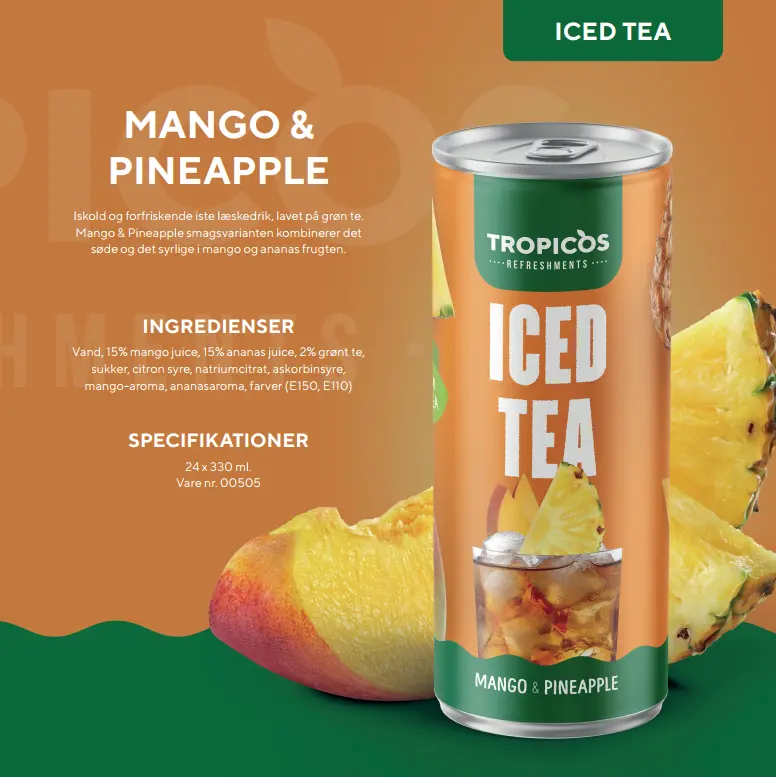 Tropicos icetea mango & ananas 330ml