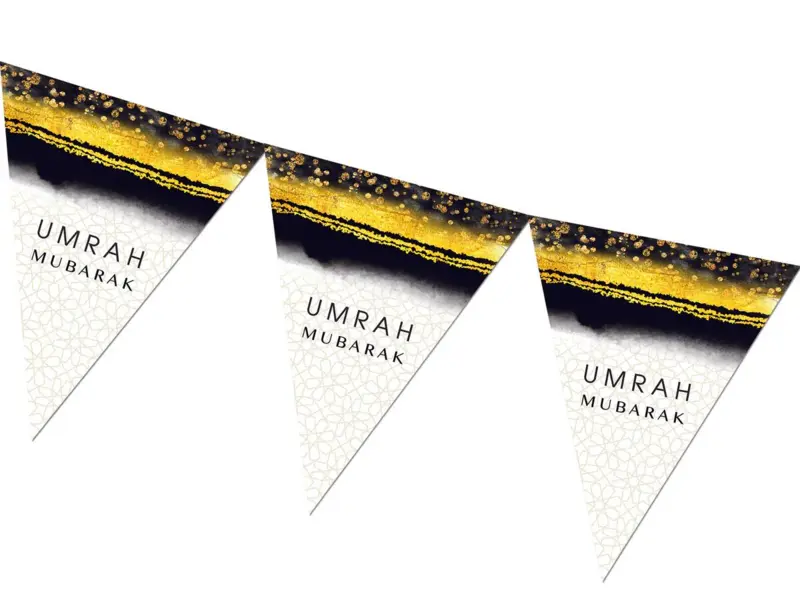 Umrah Mubarak Bunting i sort og guld
