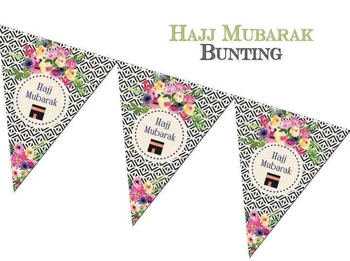 Hajj Mubarak Vimpel Med Blomster