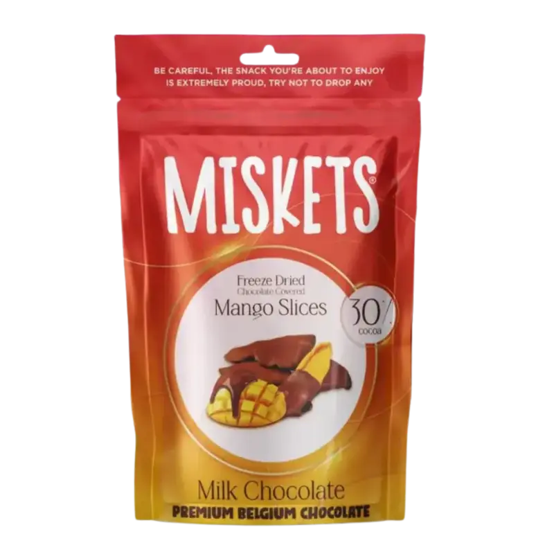 Mælkechokolade-Overtrukne Frysetørret Mango Miskets 80g