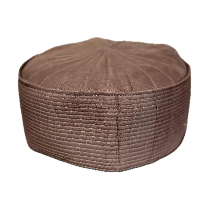 Klassisk bönmössa i oelastiskt tyg, brun