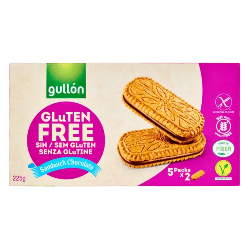 Glutenfri Sandwich Med Chokoladecreme Gullon 225g (Vegan)