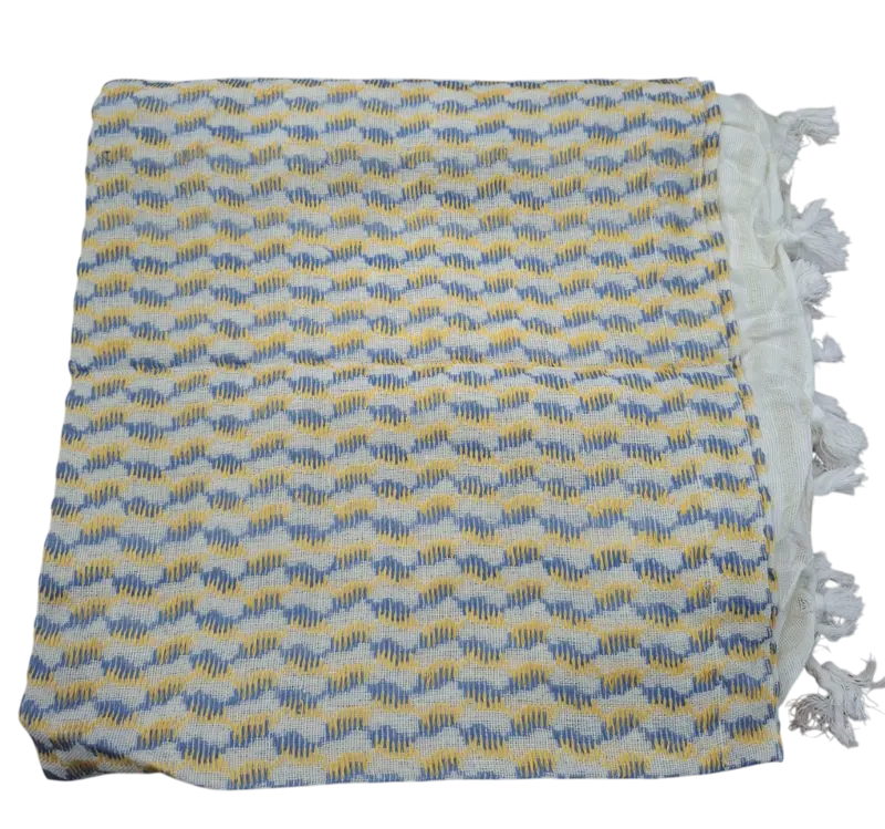 Hvid og Gul/Blå Keffiyeh