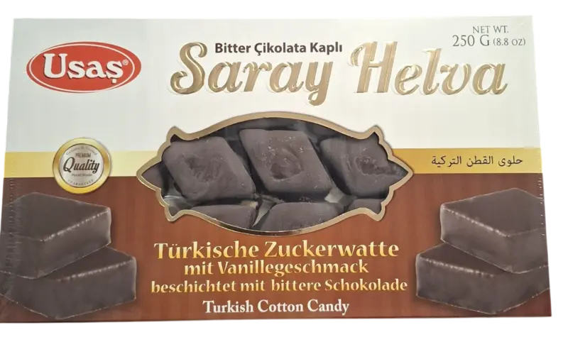 Usaş Tyrkisk Halva med chokoladeovertræk 250g