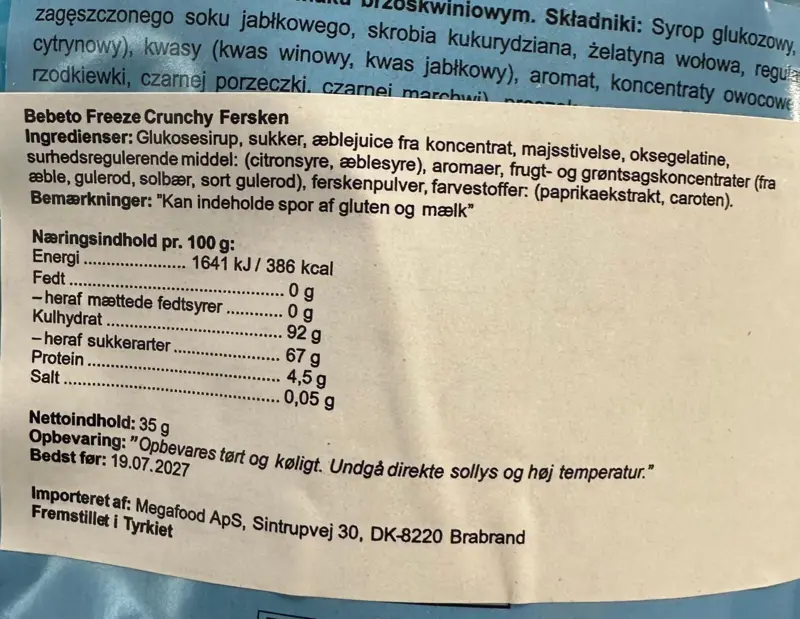 Bebeto Freeze Crunchy, Peach Rings, 35g