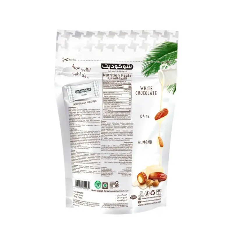 Chocodate white, almond, 90g