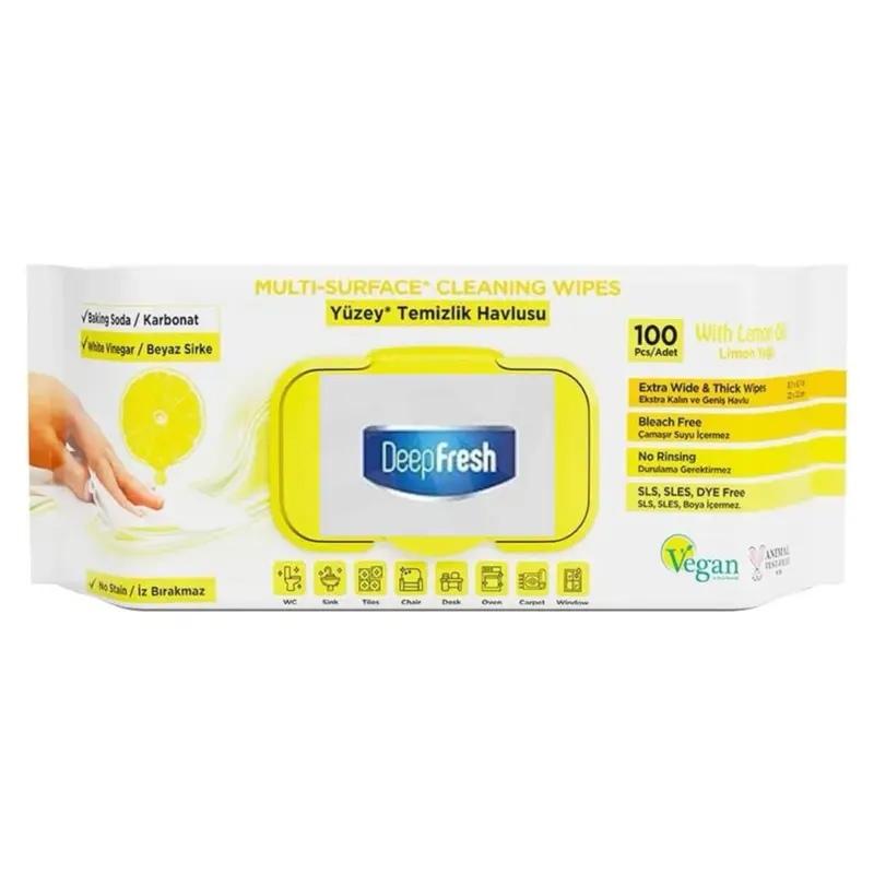 DeepFresh Multi-Surface Rengøringsklude, Lemon oil Duft, 100 stk