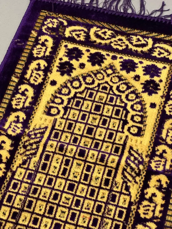 Lille Børnebedetæppe i gylden/lilla