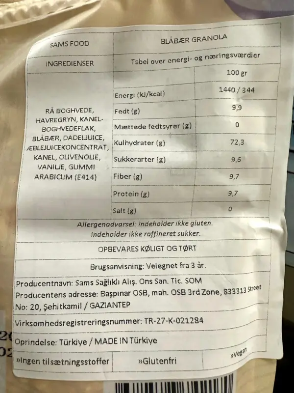 Blåbær granola, Gluten Free Factory, 200g