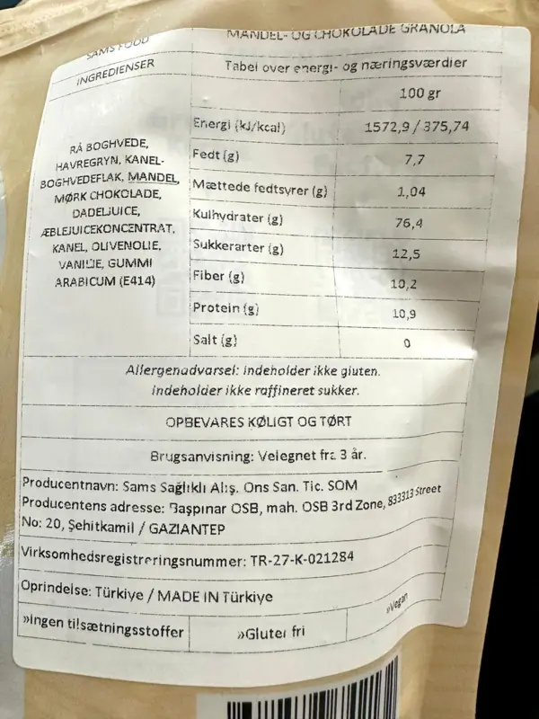 Mandel chokolade granola, Gluten Free Factory, 200g