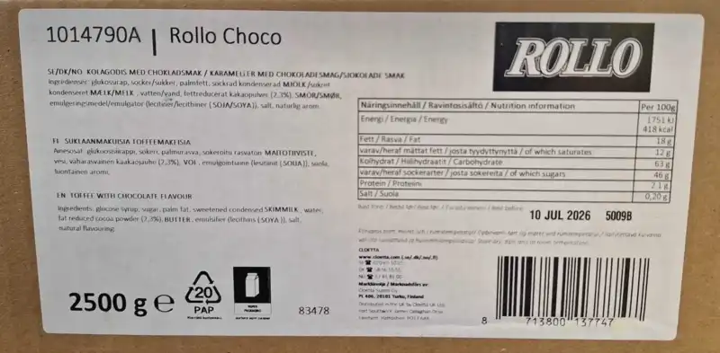 Rollo Choco Karameller 2,5KG