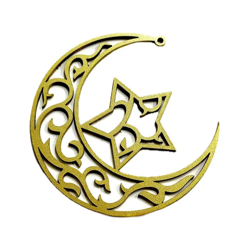 Handgjord månformad trädekoration i guld