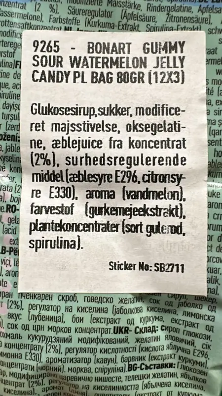 Sura vattenmelon, bonart, 80g