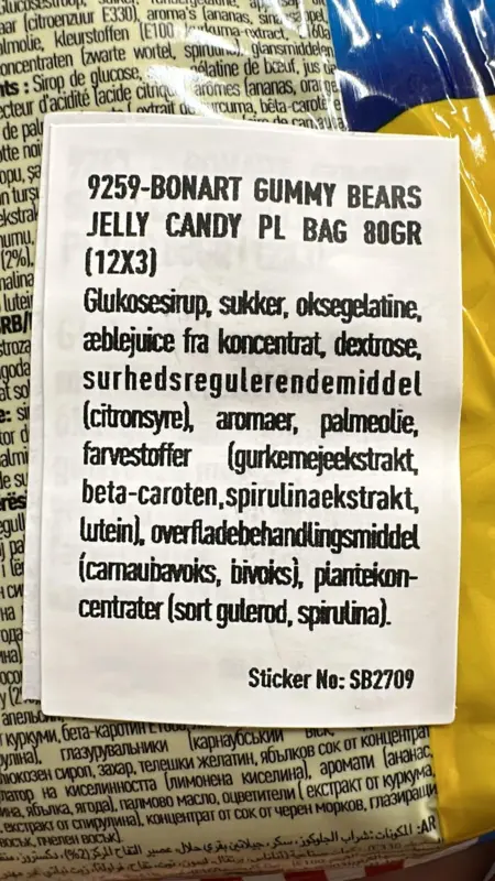 Gummibjörnar, bonart, 80g