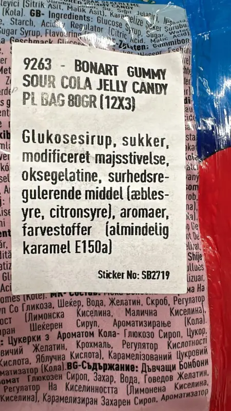 Sour Cola, bonart, 80g