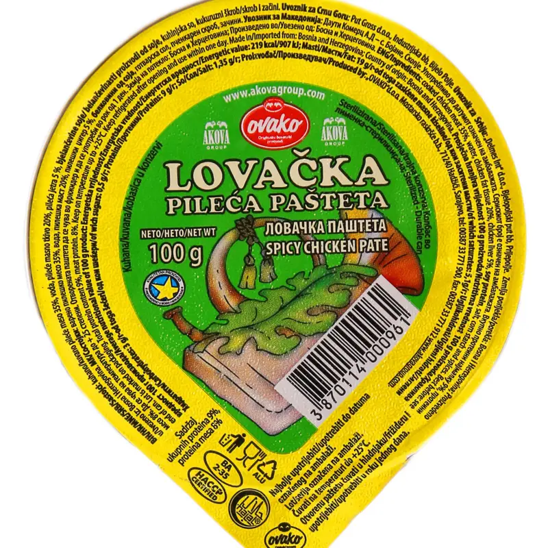 Halal leverpostej af kylling og kyllingelever, Ovako 100g