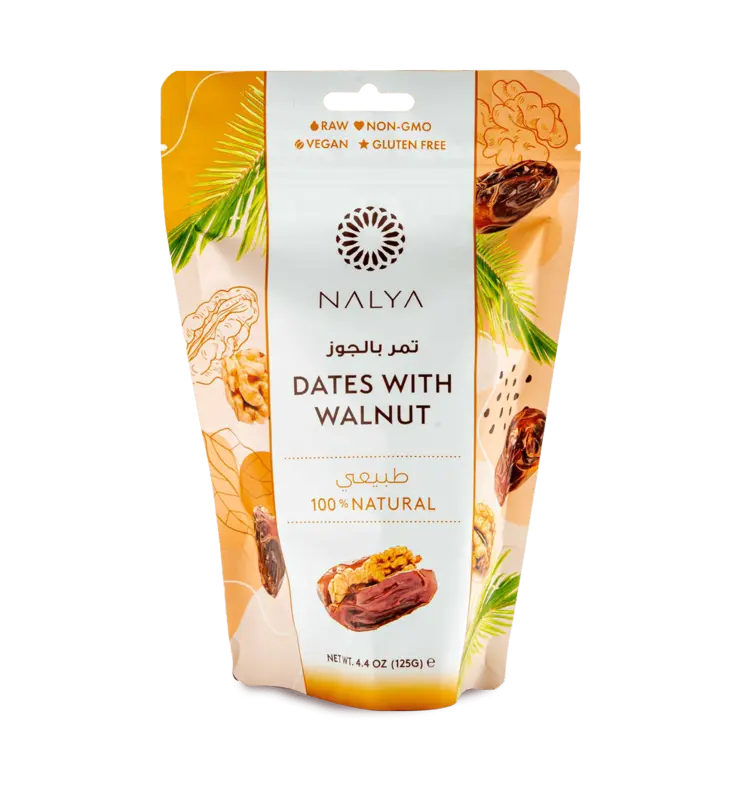 Dadlar med valnötter- 125 g.