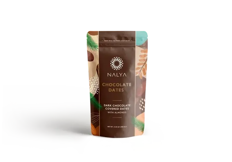 Dadler med mandler og mørk chokolade, Nalya,  100 gr.