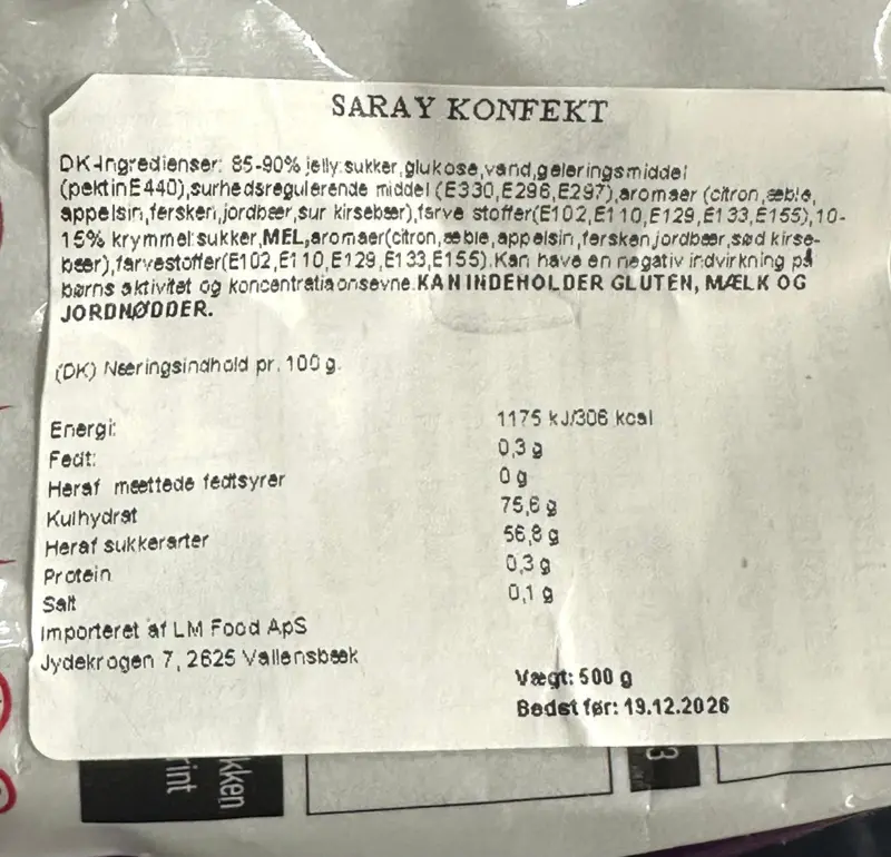 Jelly candy konfekt, Saray, 500g