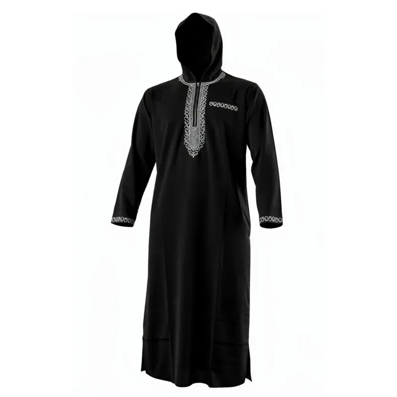 Sort thobe med hætte