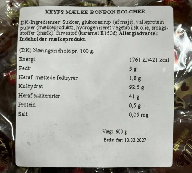 Keyfs mælke bonbon bolcher, 600g