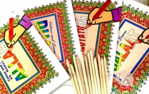 Malebøger (4stk) med Farveblyanter