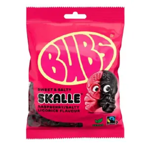 Raspberry / Salty Licorice Skalle, Bubs 90g