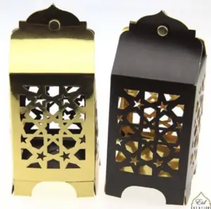 Lanterne sæt i pap Guld/Sort farve