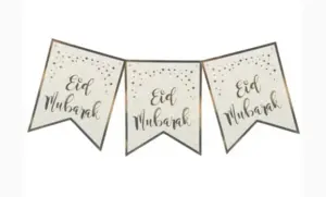 Eid Mubarak Banner i Creme og Guld