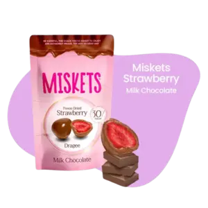 Mælkechokolade-Overtrukne Frystørret Jordbær  Miskets 80g