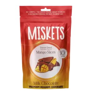 Mælkechokolade-Overtrukne Frysetørret Mango Miskets 80g